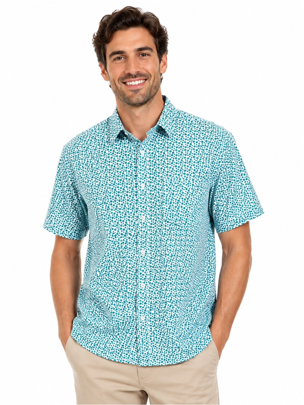 Nick Graham Everywhere Men's Cotton Stretch S/S Button Down Shirt, Size L